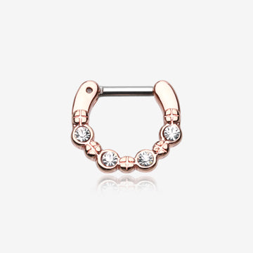 Rose Gold Elan Multi-Gem Septum Clicker-Clear Gem